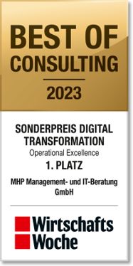 Best of Consulting 2023, Sonderpreis Digital Transformation 1. Platz, Wirtschaftswoche